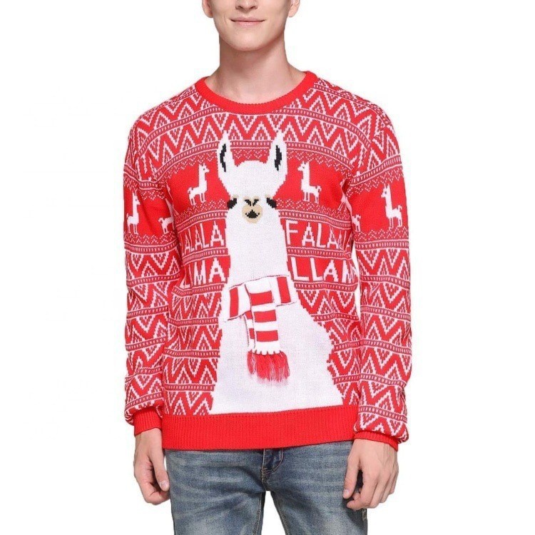 Customized manufacturers process European and American Christmas foreign trade men's sweaters loose pullover cartoon jacquard sweaters