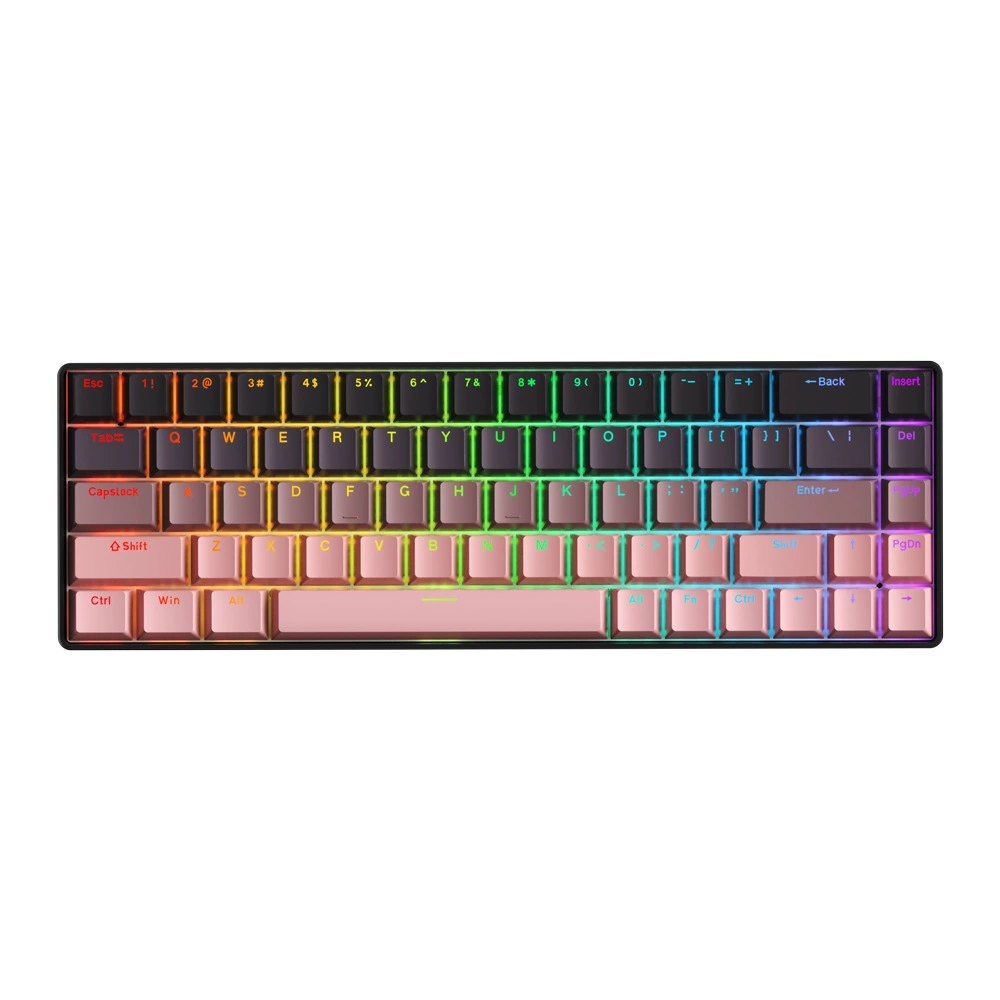 F68por трехрежимная механическая клавиатура RGB беспроводная Bluetooth ноутбук офис игра зеленый чай красная ось