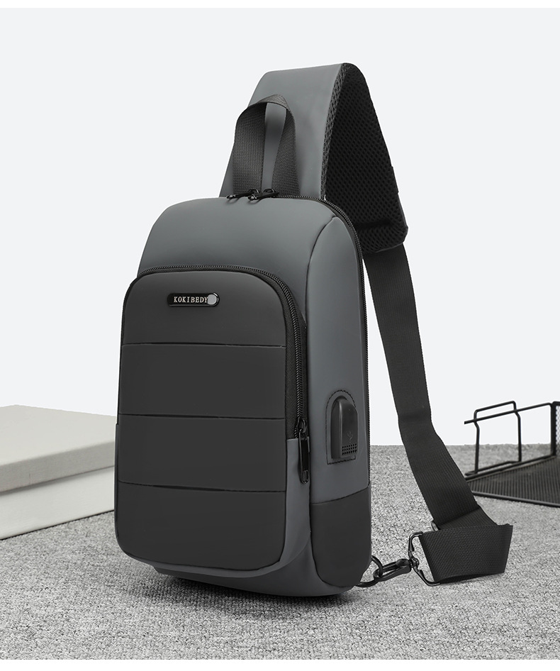Cross-border chest bag, men's crossbody bag, single-shoulder backpack, multi-functional large-capacity charging crossbody small bag, messenger bag, men's bag undefined