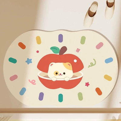 Avtomobil döşəmə paspasları — Room Strong Absorbent Foot Mat - red-apple-kitten-4060cm-diatom-mud-small-size
