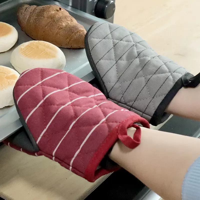 新品家居厨房用烘焙隔热手套微波炉烤箱耐高温防烫日式条纹