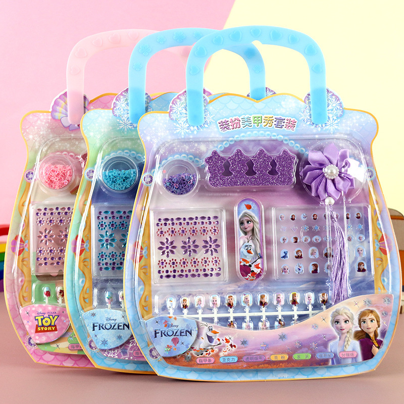 Children's Cartoon Stickers Princess Snow Mermaid Manicure Stickers National Style Pendant Nail Fake Paste Gift Box