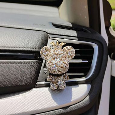 Dibujos animados gran cabeza oso coche aire acondicionado salida de aire decoración coche perfume clip interior accesorios incienso clip aromaterapia hembra diamante