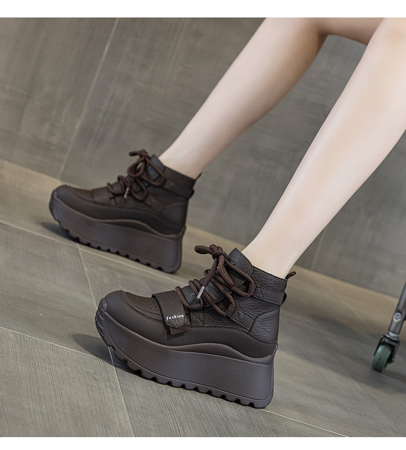Giày sneaker nữ đế dày tăng chiều cao cổ cao lót lông mùa đông phong cách thể thao đa năng — 5012-1 lông nâu, 5012 lót trắng, 5012-1 lông trắng, 5012 lót nâu chi tiết 13