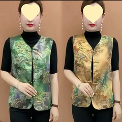 中式国风气质马甲时尚复古提花坎肩背心盘扣女装新款无袖