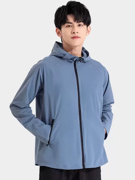 Spring Men's Outdoor Sportswear Nylon Mountaineering Fabric Quick-Drying Windproof Fashion Trendy Jacket Thin Fitness Training Clothing