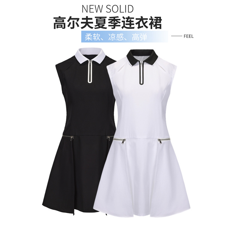 Golf Clothing Women's Summer Dress Sleeveless Sports Outdoor Ice Silk Skirt Golf Breathable Jersey Lightweight Quick-Drying