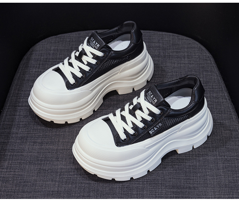 Giày sneaker nữ đế dày phong cách Anh quốc, form dày dặn, phối hợp trang phục hằng ngày — Be 5058, Đen 5058 chi tiết 14