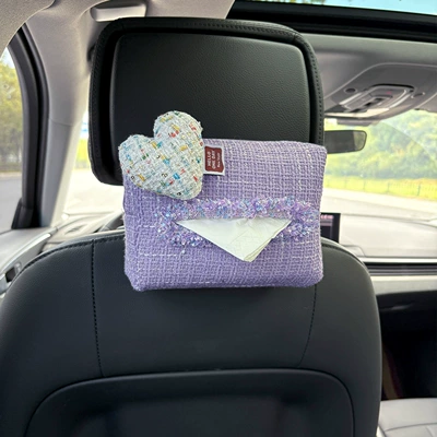 Cute Peach Heart Hanging Car Car tissue box/set - white-xiaoxiang-love-xiaoxiang-style-tissue-draw-purple