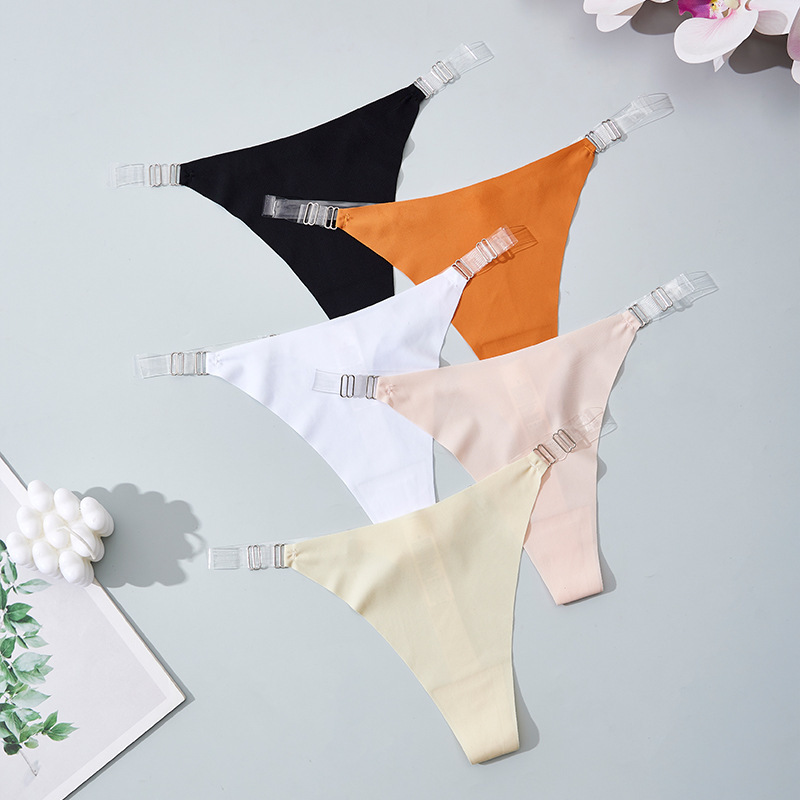 European and American style sexy thin strap erotic panties for women, invisible ice silk low-rise thong, seamless nude-feel women's underwear