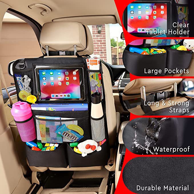Bolsa de almacenamiento para asiento de automóvil de Amazon, bolsa de respaldo para asiento de automóvil multifuncional, bolsa de asiento trasero para iPad, antipatada