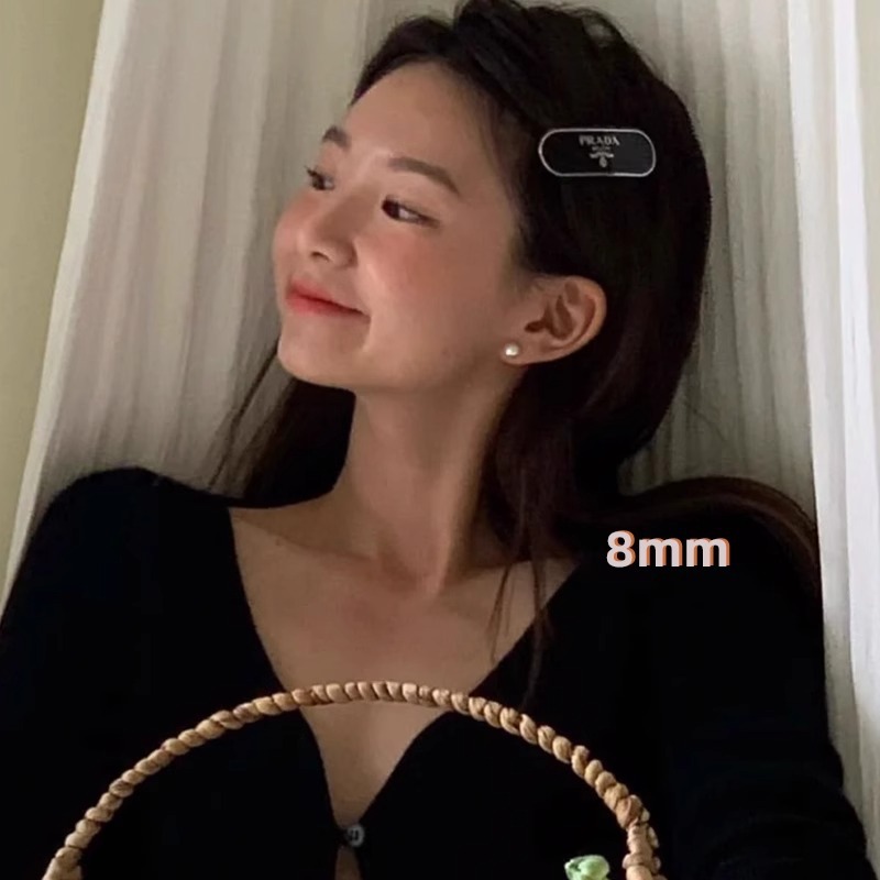 화이트 진주 스터드 귀걸이-8mm