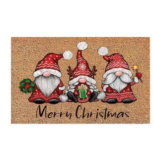Cross-Border Christmas Decorative Floor Mats Red Festive Crystal Velvet Entrance Floor Mats Entrance Door Stain-Resistant Anti-Slip Floor Mats