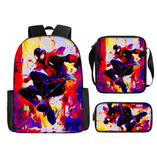 Cross-Border Spot Spider-Man Spider-Man Kidsren's Student Backpack Peripheral School Bag Backpack Three-Piece Set