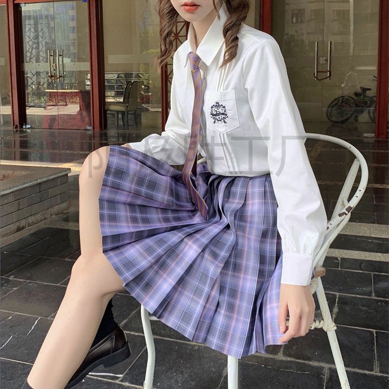 일본 컬렉션 정통 JK 체크 무늬 스커트 JK 유니폼 | 카본 애쉬 | 선원 세트 플리츠 스커트 대학 스타일 원피스 소프트 소녀 스커트