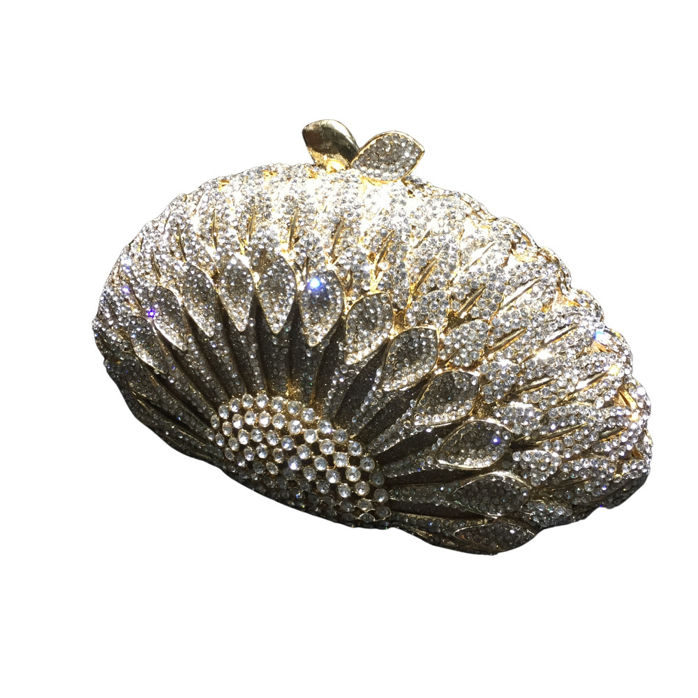 BL089 AliExpress bolsas de diamante de agua de cristal de metal no vacío bolsas de cena de diamantes bolsas de damas bolsas de mano de aleación de oro blanco