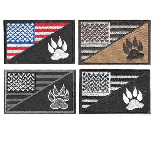 Wholesale stickers American dog paw flag Velcro special exquisite embroidered tactical morale badge embroidered patch stickers