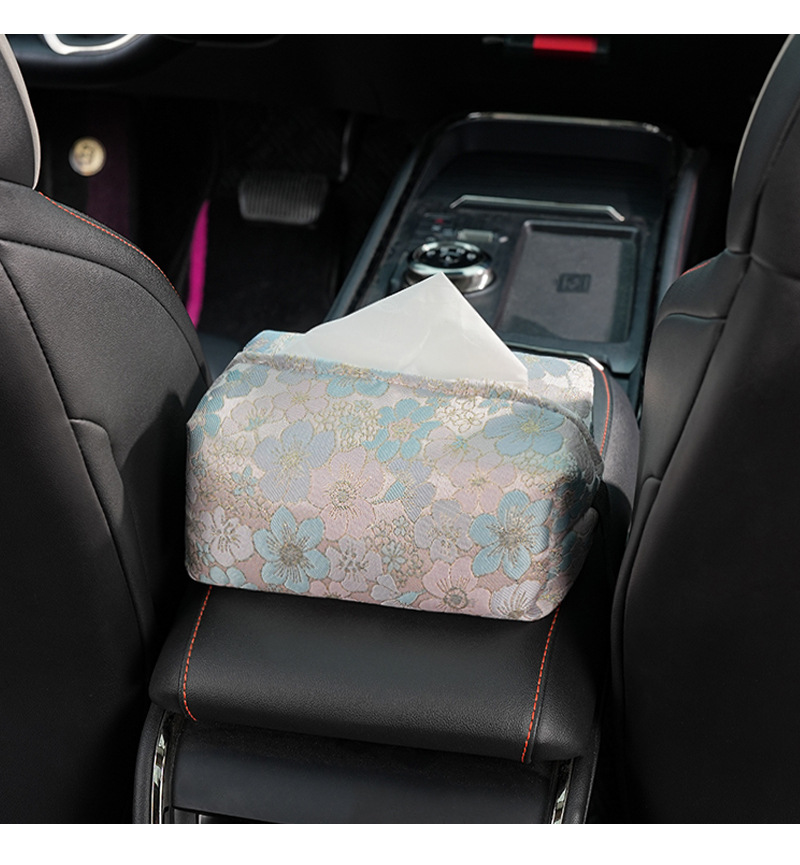 Manufacturer-customized car tissue box, new Chinese-style car seat back-mounted tissue bag, multifunctional car tissue dispenser