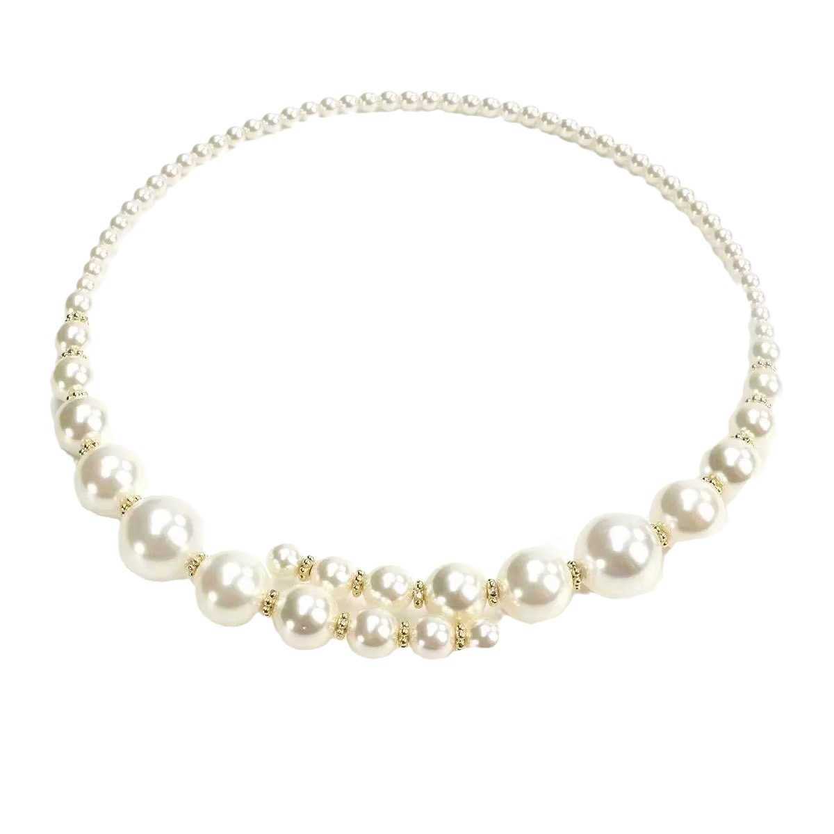Girocollo a doppio filo con perle bianche stile retrò donna_voghion.com