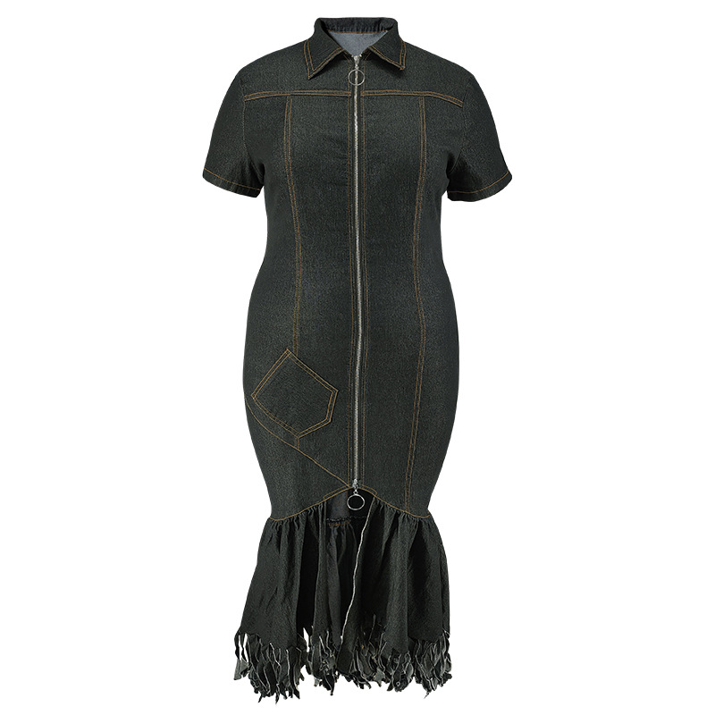Women's Clothing Elegant Plus Size Women's Denim Dress Style Fashion For Formal & Casual For Women Striped Print Long_ecoleips.com