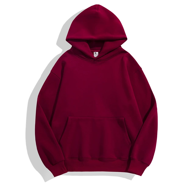 With hood, burgundy