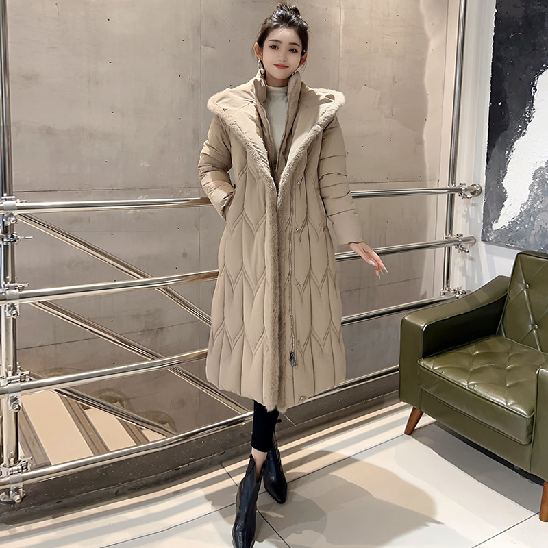 2025 ropa de algodón de moda larga nueva versión coreana sobre la rodilla L - 7XL ropa de algodón de mujer con capuzas de tamaño grande abrigo de moda