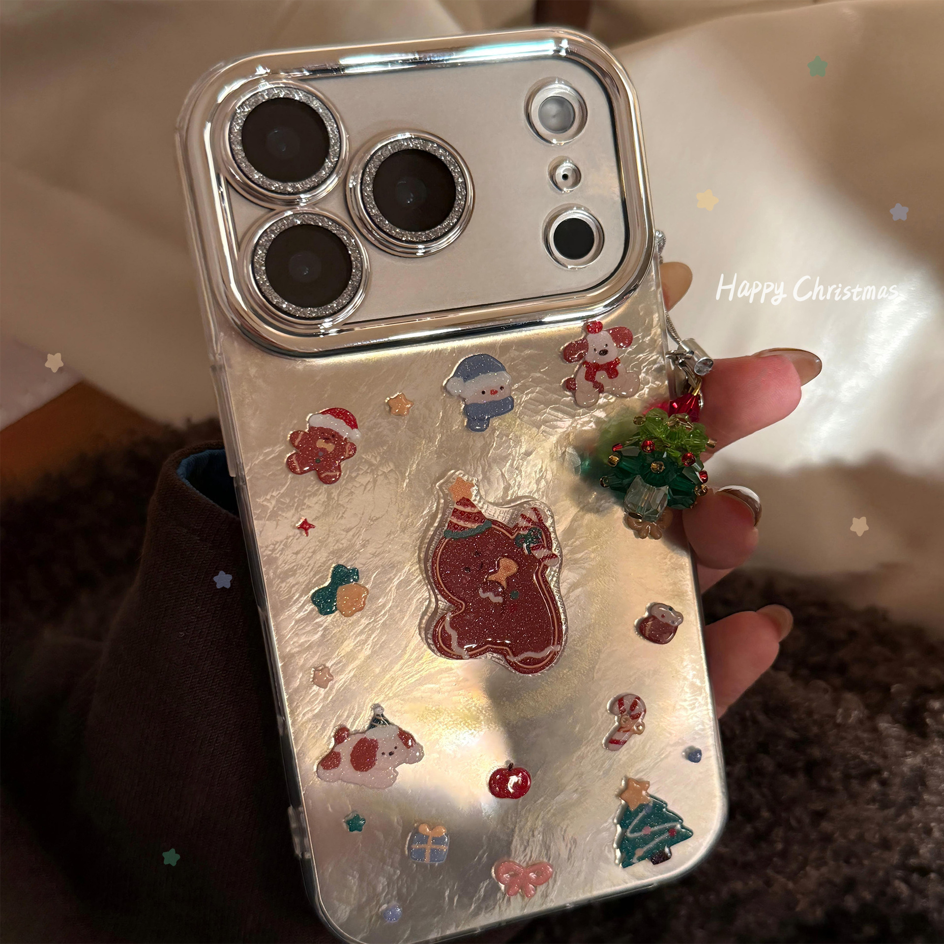 Glitter Gingerbread Man Phone Case For Iphone With Lens Protector_voghion.com