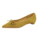 632-H115 Korean version fashionable bow, rhinestone, small flower tip, shallow mouth, one foot kick, high-end suede single shoe for women