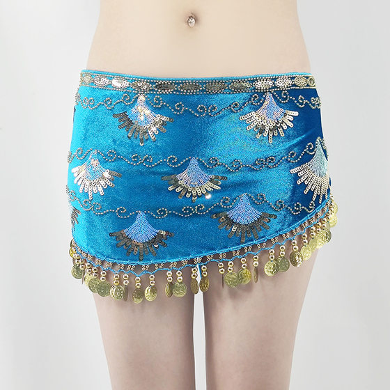 2024 cross-border new belly dance waist chain sequins performance hip towel practice clothes dance waist towel