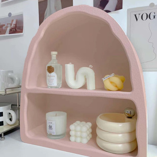 French Cream Style Wall Cabinet Dopamine Cup Holder Entrance Ornaments White Arched Cabinet