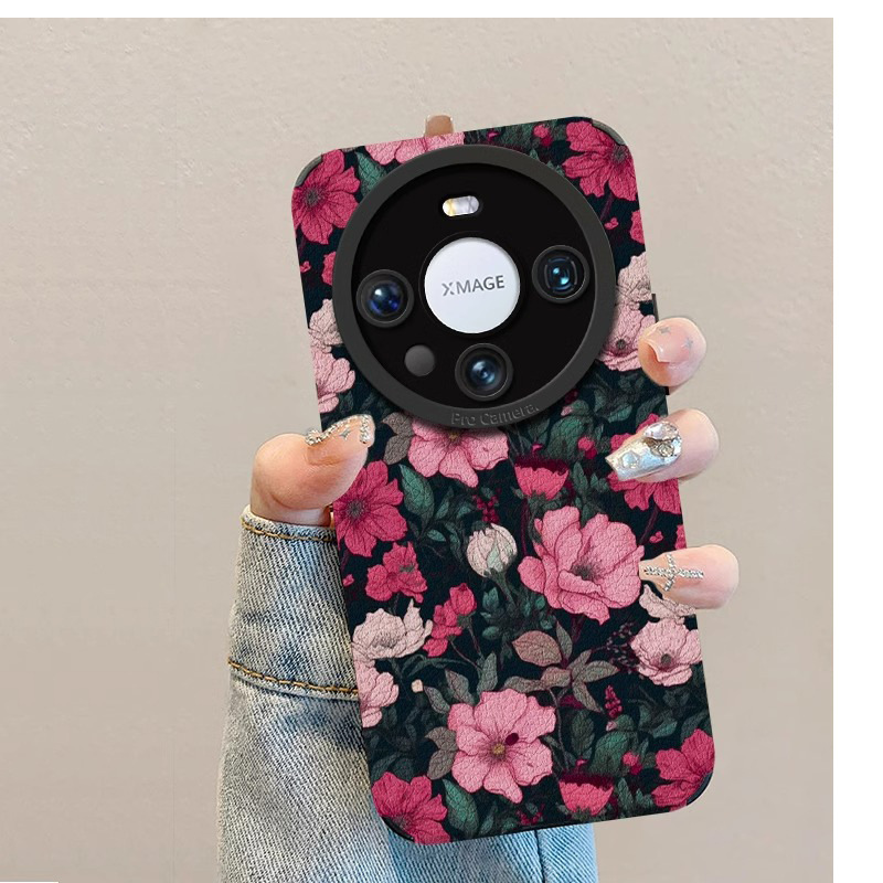 Pink Camellia Suitable for Huawei mate60pro Phone Case Lambskin Pura70 All-inclusive 50/40 Premium Sense Pink Camellia Suitable for Huawei mate60pro Phone Case Lambskin Pura70 All-inclusive 50/40 Premium Sense