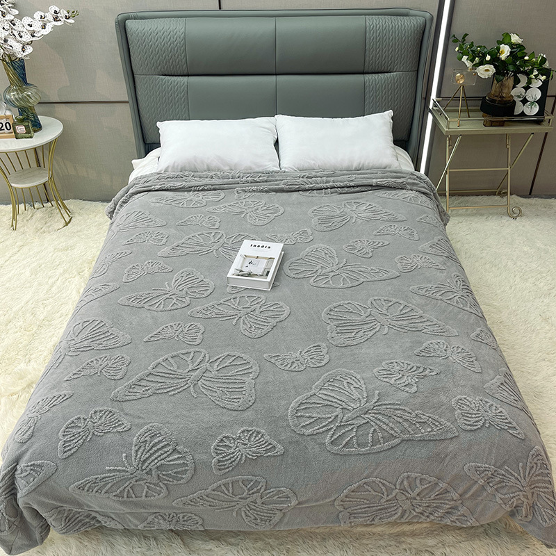 Comercio electrónico transfronterizo 2025 Pagoda de flores de mariposa Manta de terciopelo de cordero Manta gruesa y cálida Manta de color sólido de comercio exterior