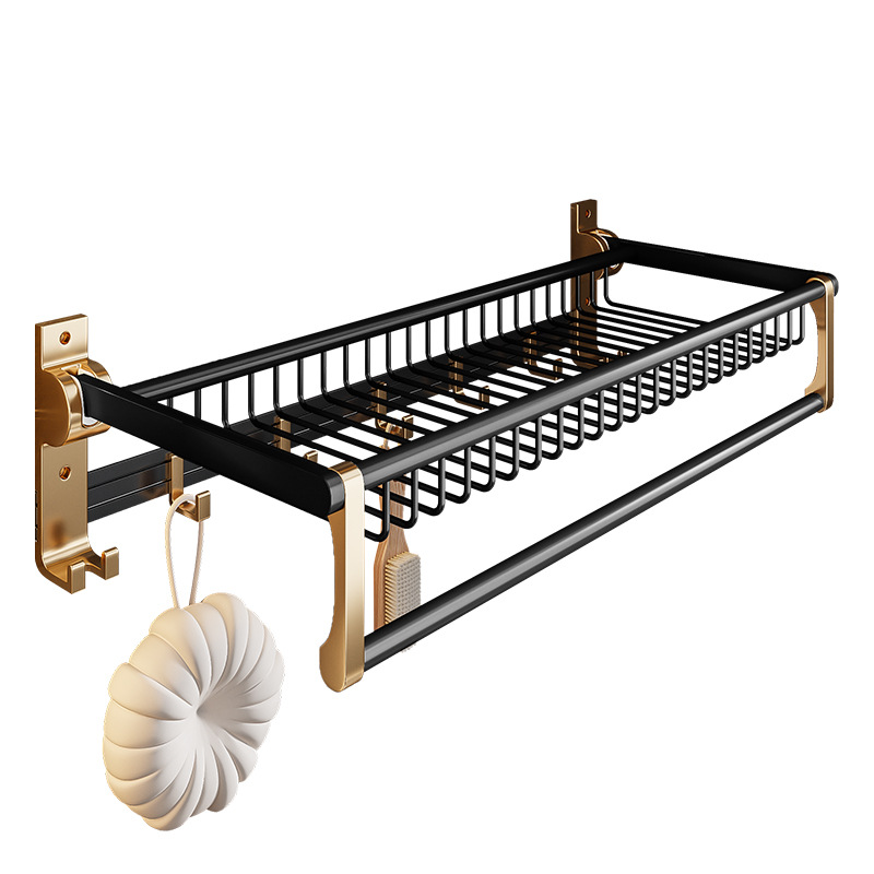 Punch-libre de espacio de aluminio toallero baño Baño hardware colgante traje malla cesta toalla rack