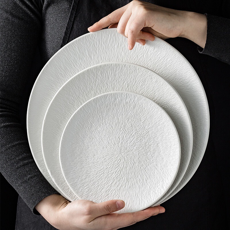 Light Luxury Steak Plate, High-End Flat Plate, Internet Celebrity Ins Shallow Plate, Household Dish Plate, Cake Plate, Large Plate, Ceramic Tableware