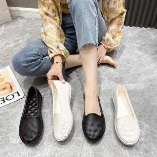Women's Outdoor Sandals 2023 new summer hollow breathable office worker soft bottom hole shoes non-slip flat mom shoes