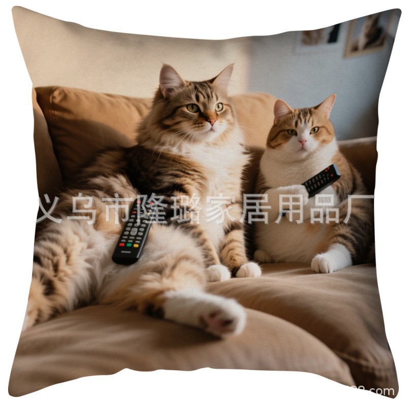 TEMU Hot-Selling Cat Plush Pillow Cover Cute Adorable Animal Cushion Bedroom Home Sofa Decorative Throw Pillow Cover Wholesale