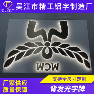 Stainless steel back luminous character billboard company image wall outdoor door sign production brushed titanium metal character