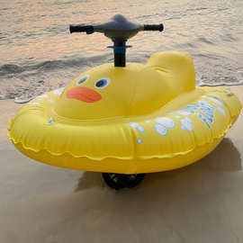 凯摩洛PVC充气水上儿童电动摩托艇助推气艇可爱小黄鸭电动冲气艇