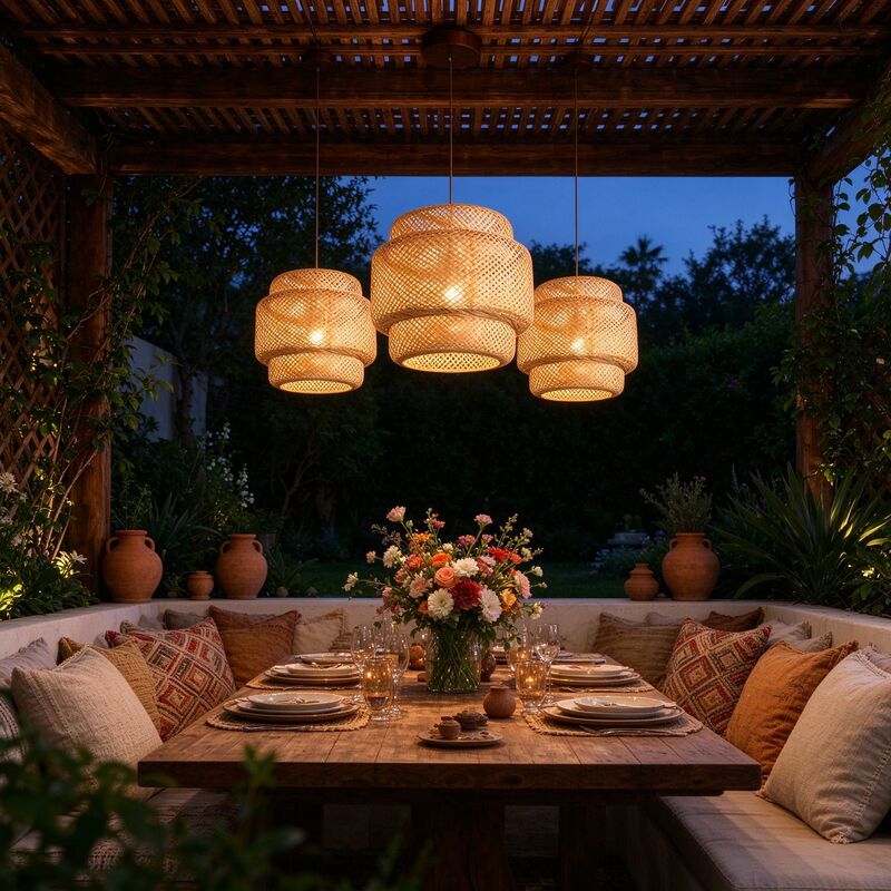Cross-Border Popular Bohemian Style Zen-Inspired Bamboo Pendant Light for Restaurants, Trendy Homestays, and Cafes, Creating a Unique Ambiance