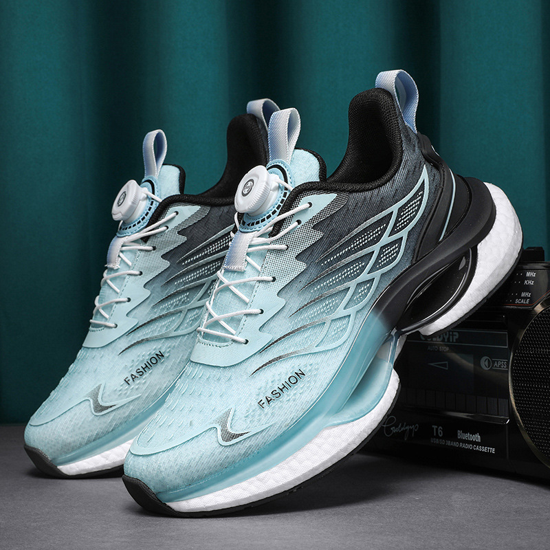2024 nuevas zapatillas para correr con hebilla giratoria con colchón de aire tejido volador, resistente al desgaste, absorción de impactos, cómodo forro interior, zapatos deportivos para exteriores, zapatos de moda para hombres