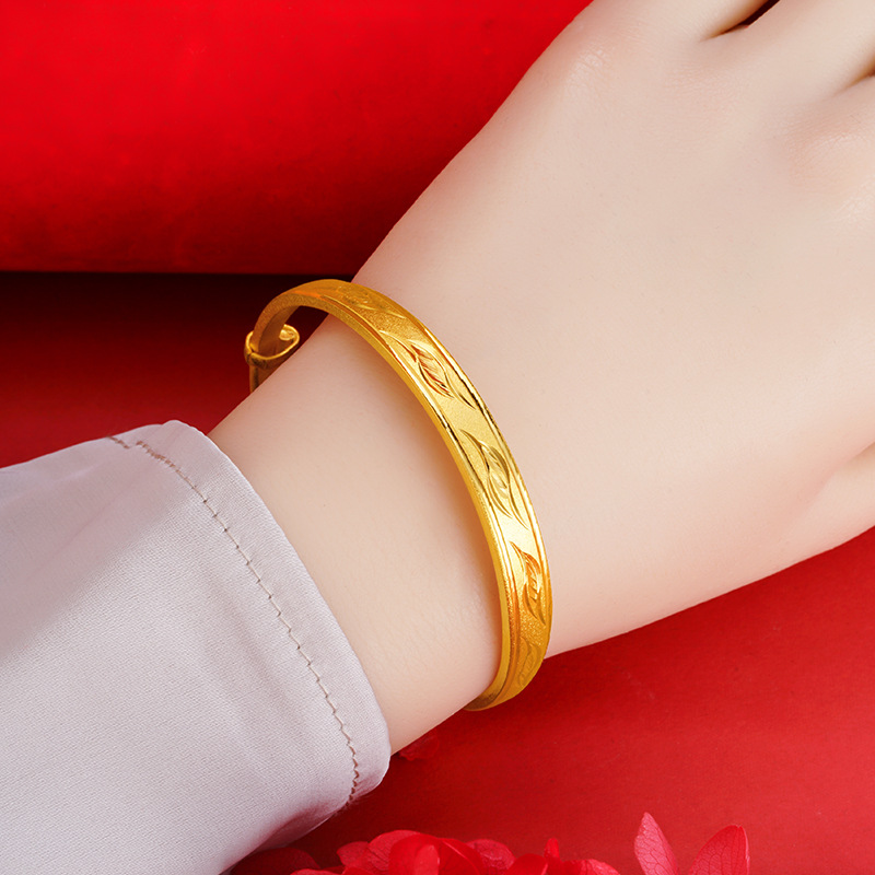 Nuevo Vietnam oro Push-Pull pulsera cielo estrellado lluvia de meteoros pulsera plana hojas rombo variedad joyería antiguo patrimonio