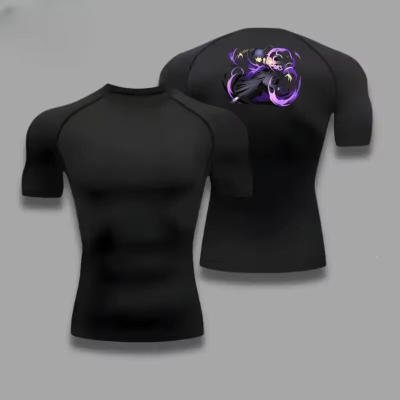 Men's gym workout running t-shirt with a bleached graphic print, quick-drying athletic top for summer Men's gym workout running t-shirt with a bleached graphic print, quick-drying athletic top for summer