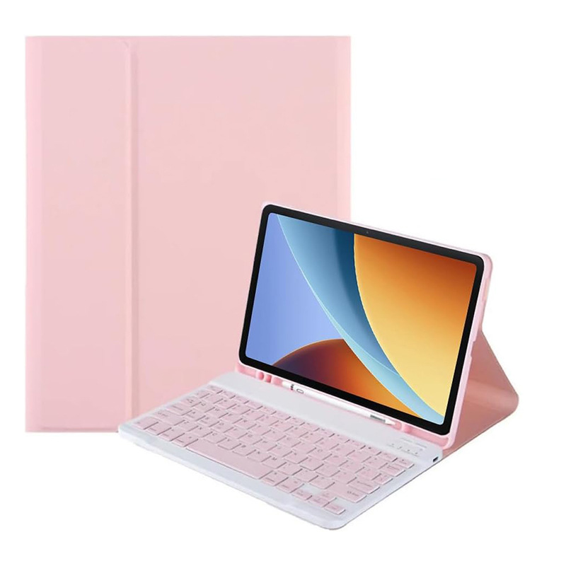 Funda de cuero Rosa + teclado Bluetooth