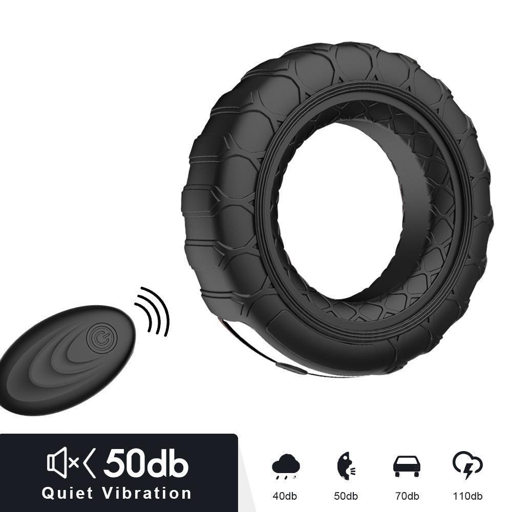 Remote-Controlled Vibrating Locking Ring Silicone Rechargeable Delay Ring for Men — detail image 2
