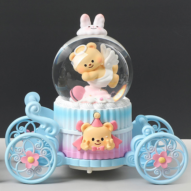 漫画のロリータの女の子の車のライトの雪の音楽のイルミネーションの水晶のボールのオルゴールの子供の学生の贈り物の卸売り|undefined