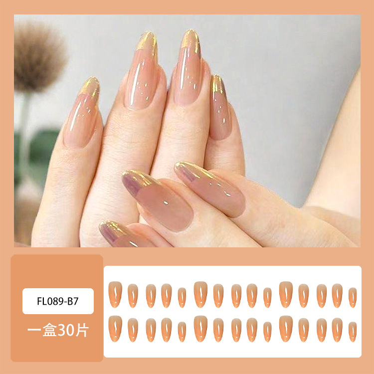 30 piezas de uñas postizas en caja, uñas de alta gama populares para llevar, puntas de uñas versátiles y de moda, gran venta al por mayor.