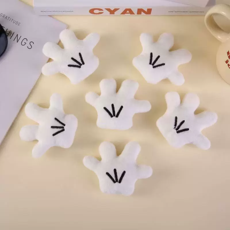 新款可爱趣味创意毛绒米奇手掌DIY发饰抓夹挂件配件小手帽袜毛绒