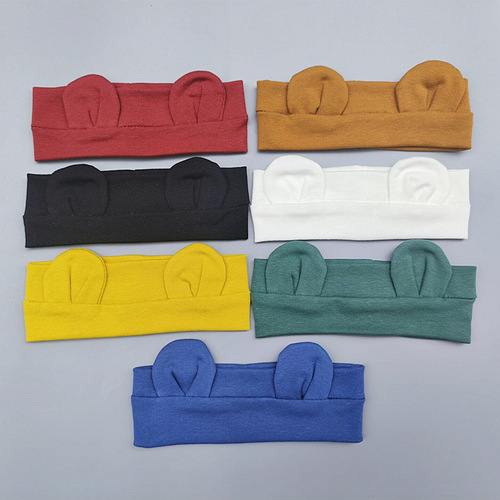 Autumn Children's Hair Accessories Korean Version Pure Color Simple Cute Bear Ears Hairband Baby Baby Protection Fontanelle Headband Hair Band 