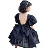 Small princess costume, summer children's black dress, puff sleeves, with sleeve