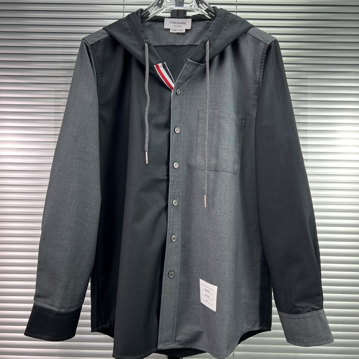 Factory Direct Sale Tb New Men's Color-Block Patchwork Button Hooded New Striped Casual High-End Hooded Jacket